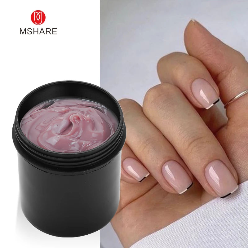 MSHARE 250g Natural Nude Translucent Hard Builder Jelly Gel Not Flow Nail Extension Stretching Construction Repair Broken