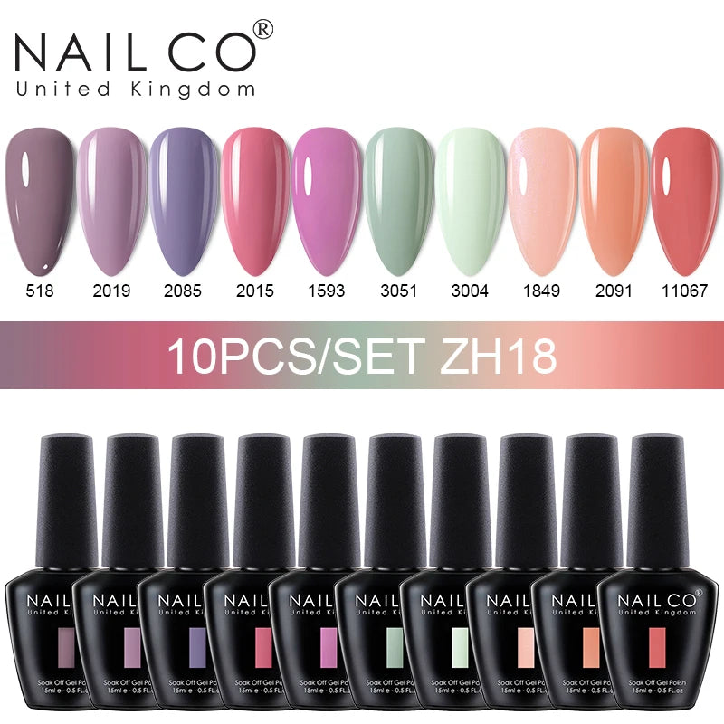 NAILCO 10PCS Set Jelly Color Macarone Gel Polish Set Gel Nail Art All For Manicure Semi-Permanent Varnish Hybrid Design Gel Kit