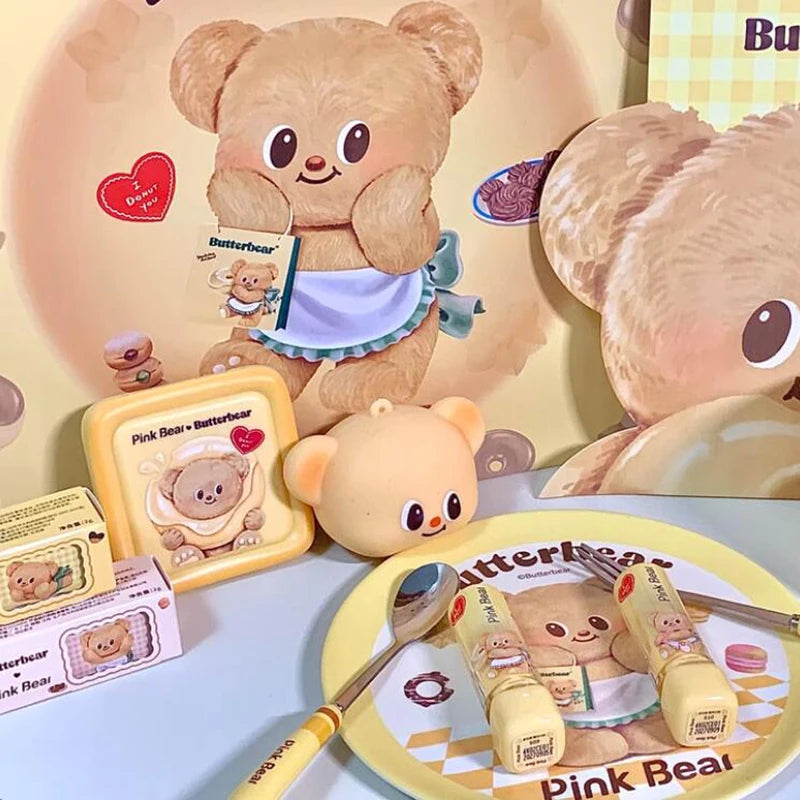 Pinkbear Butter Bear Gift Set Cosmetics Lip Glaze Nourishing Glitter Eyeshadow Makeup Set Box Full 7 Pcs Make Up Kit