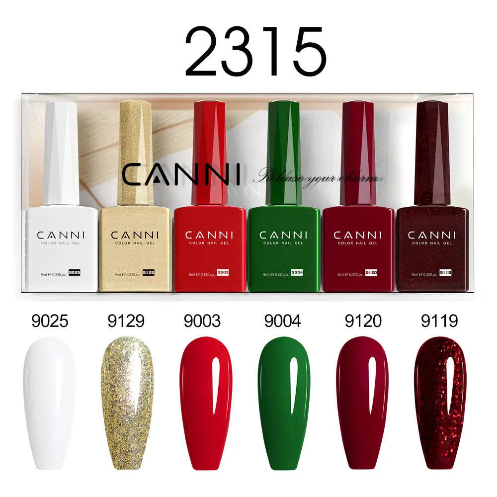 2/6pcs/kit CANNI HEMA FREE Nail Gel Polish Kit Gorgeous Color Beautiful Semi Permanent Gorgeous Full Coverage Soak off UVLED Gel