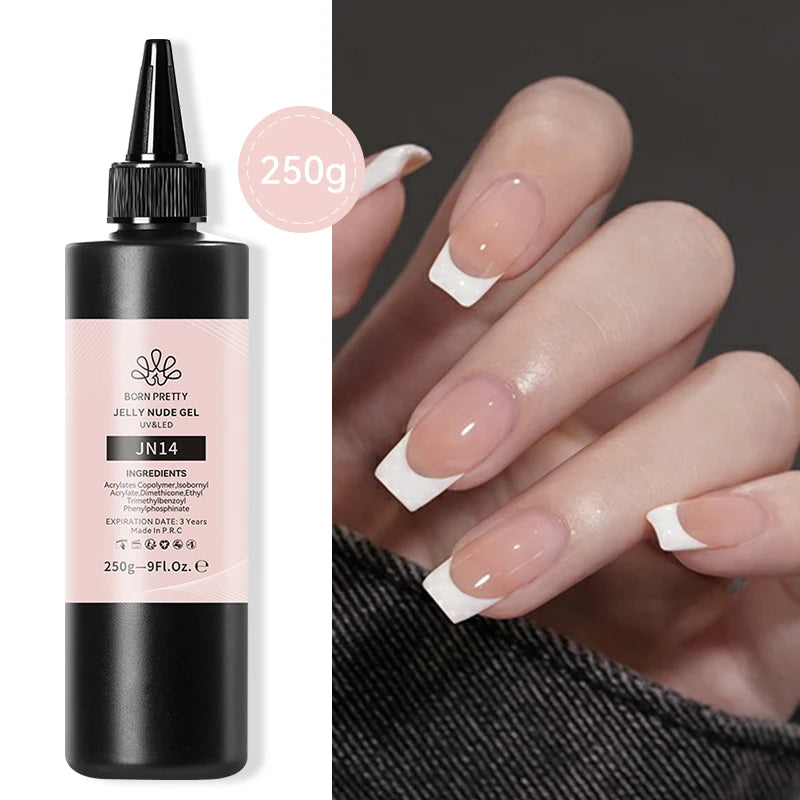 250g BORN PRETTY Milky White Jelly Gel Nude Pink Transparent Semi Permanent Gel Nail Polish Manicure Soak Off UV LED Gel Varnish