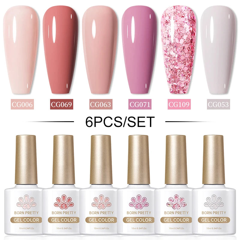 BORN PRETTY 6PCS Gel Polish Set 9D Polaris Cat Magnetic Soak Off UV LED Polish DIY Nail Art Manicure Varnish Base Top Coat