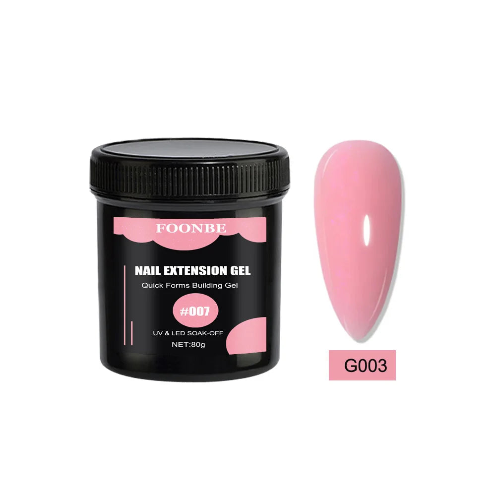 80g Nail Extension Gel Nude Pink Semi-Permanent Soft Gel Medium Viscosity White Clear Nails Builder Jelly French Nail Form Build