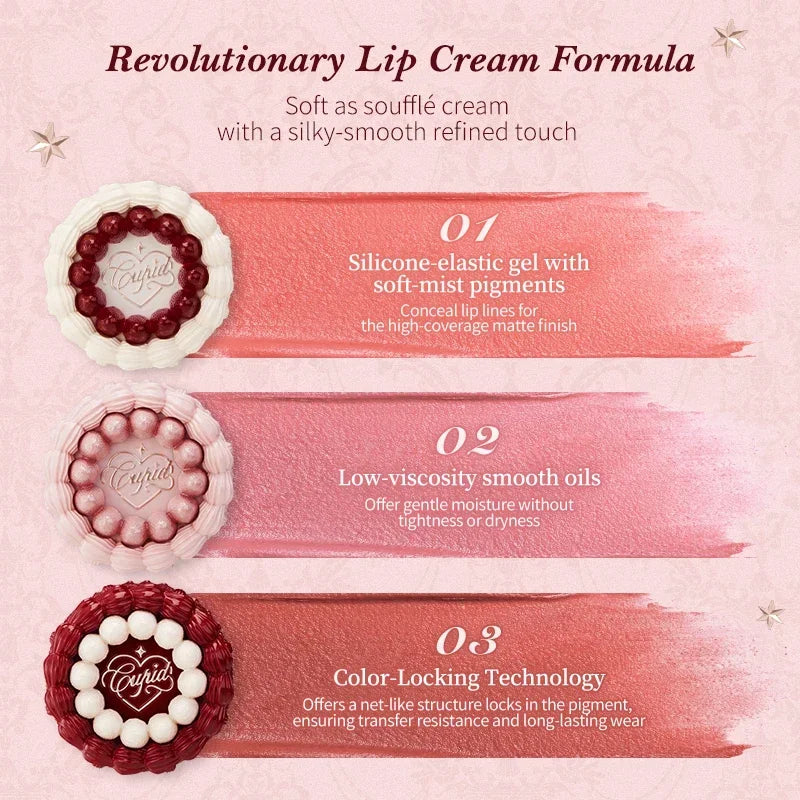 Flower Knows Strawberry Cupid Collection Cake Lip Cream 5ml Velvet Lip Tint - High Pigment Color Longwear Matte Lipstick