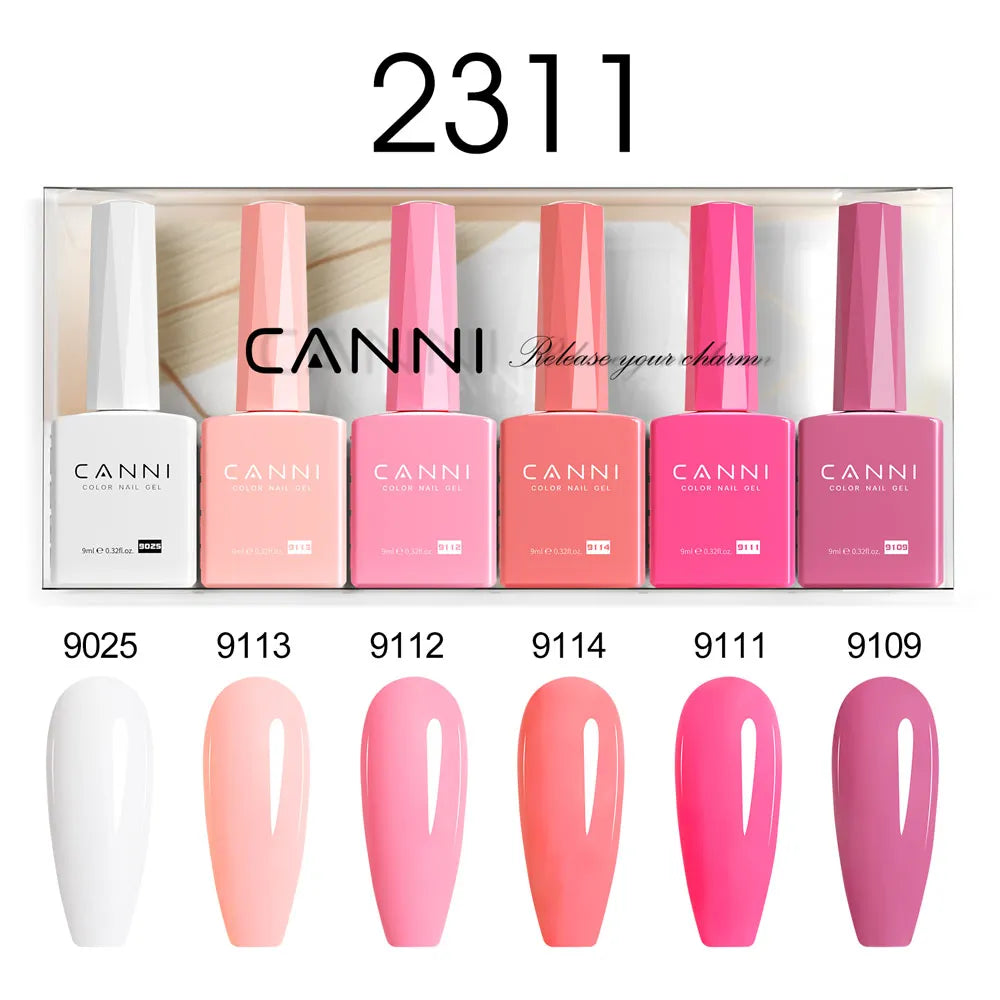 2/6pcs/kit CANNI HEMA FREE Nail Gel Polish Kit Gorgeous Color Beautiful Semi Permanent Gorgeous Full Coverage Soak off UVLED Gel