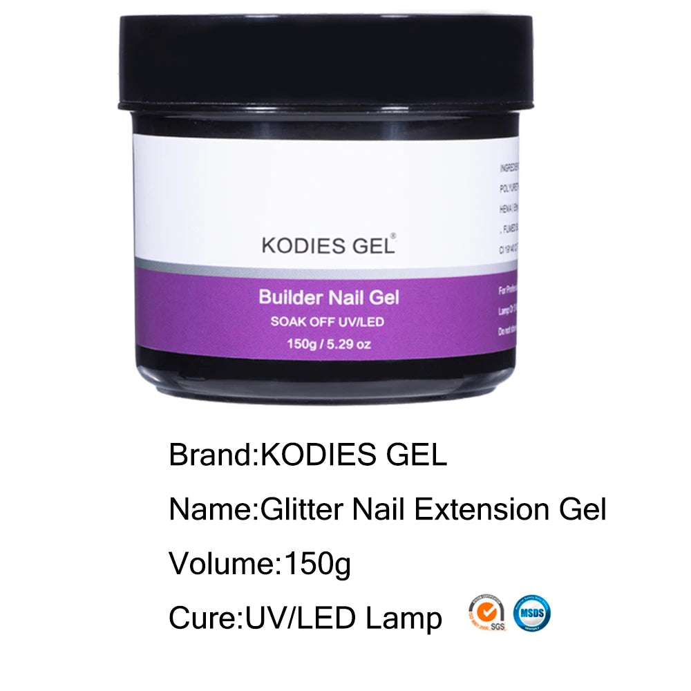 KODIES GEL 150g Builder Nail Gel for Extension Semi Permanent UV Aurora Construction Poly Gellak for Nail Art Manicure Design