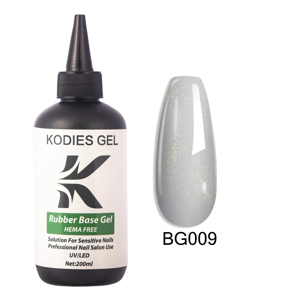 KODIES GEL HEMA Free Rubber Base Gel Nail Polish 200ML UV Semi Permanent Vegan Gel Varnish Bulk Refill Manicure Salon Quality
