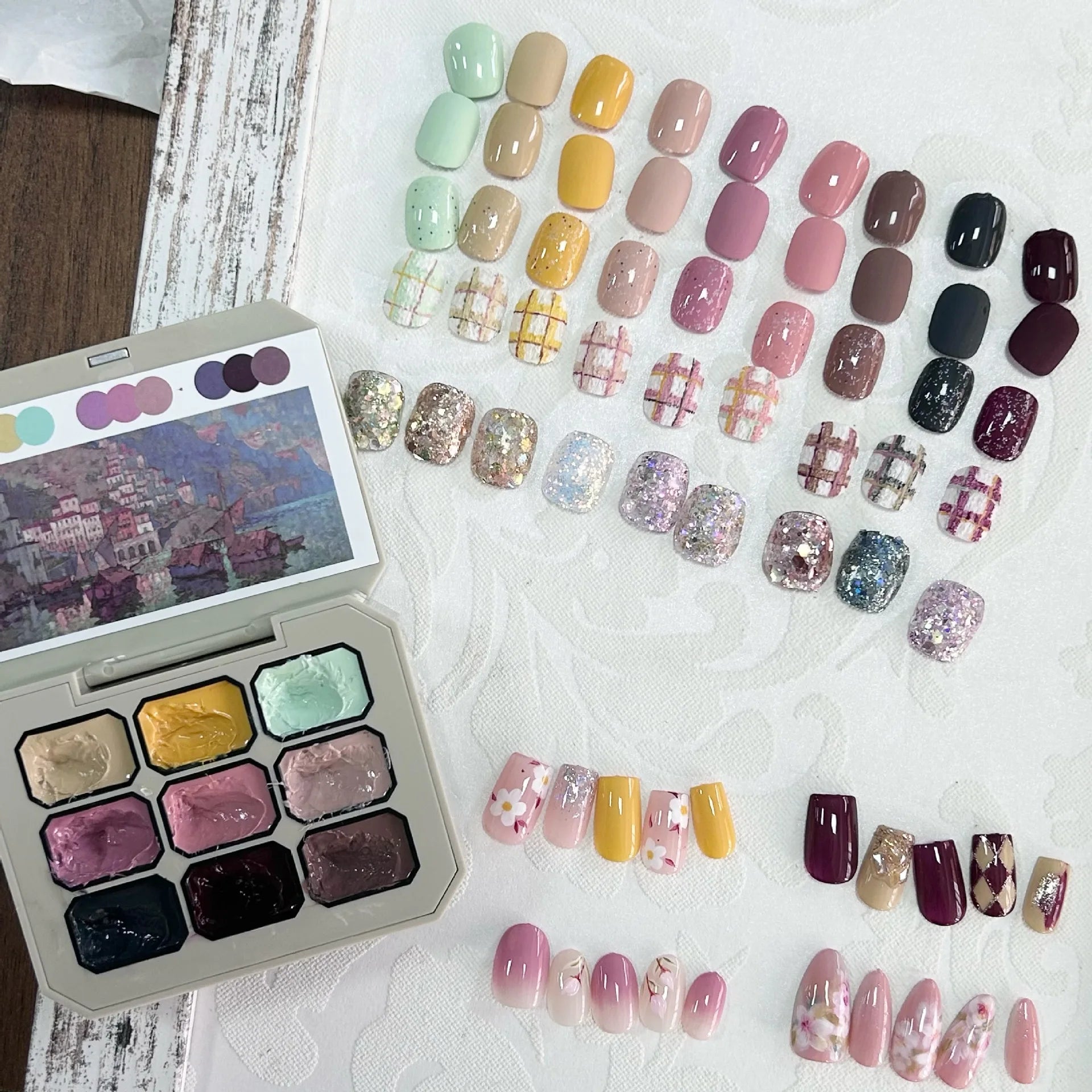 Korean Solid Nail Gel Palette Mud Painting Shinng Glitter Sequin For Nail Art Design Semi Permanent Soak Off UV Gel Varnish