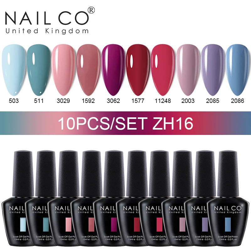 NAILCO 10PCS Set Jelly Color Macarone Gel Polish Set Gel Nail Art All For Manicure Semi-Permanent Varnish Hybrid Design Gel Kit