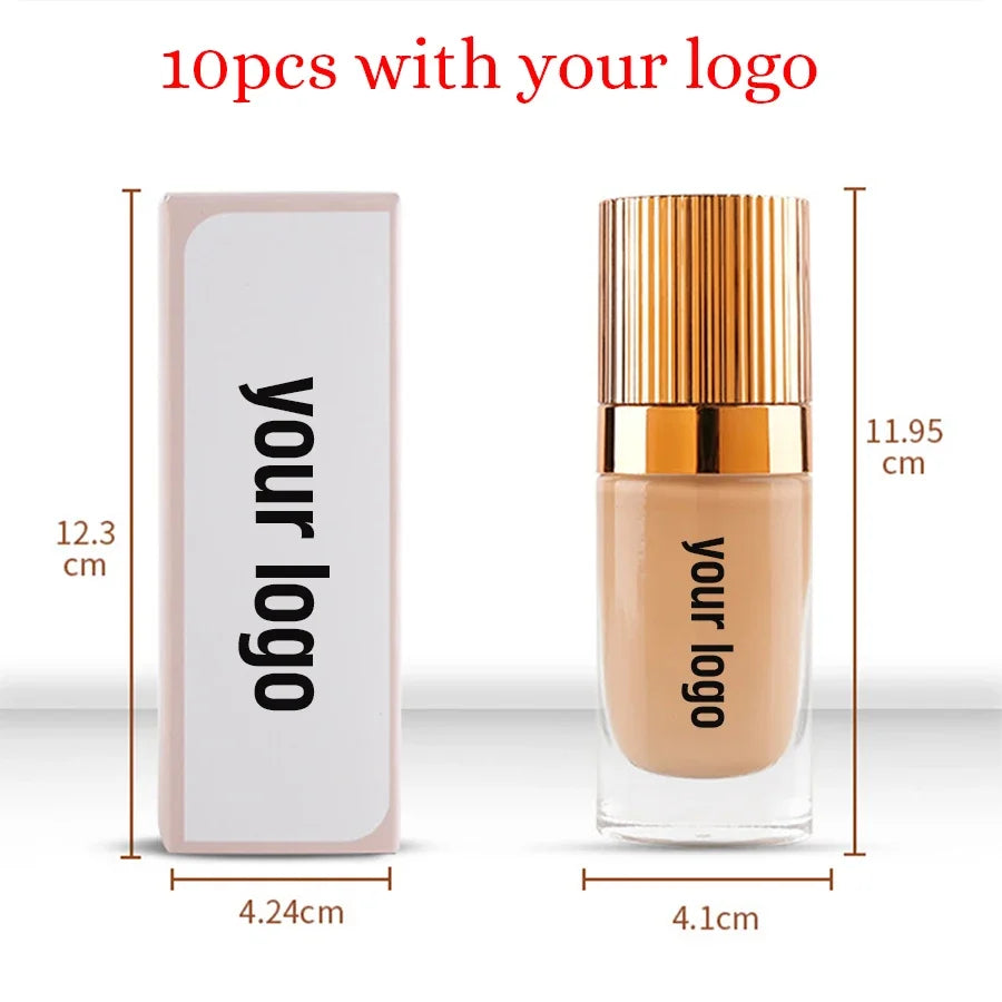 Private Label Full Coverage Matte Non-drying Concealer Long-lasting Liquid Foundation Custom Bulk Makeup Gold Stripe Cover