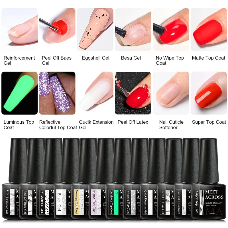 10-12Pcs/set Thermal Gel Nail Polish Set 3 Layers Color Change Nails Semi Permanent Gel Nail Polish For Manicure nail supplies