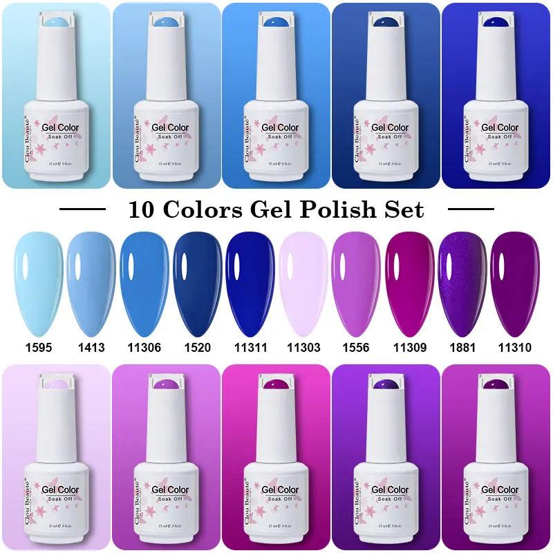 Clou Beaute 10/12/20/24pcs Gel Nail Polish Set Color 15ml White Glass Bottle Nail Art Kit Semi Permanent Gellack Nail Varnish