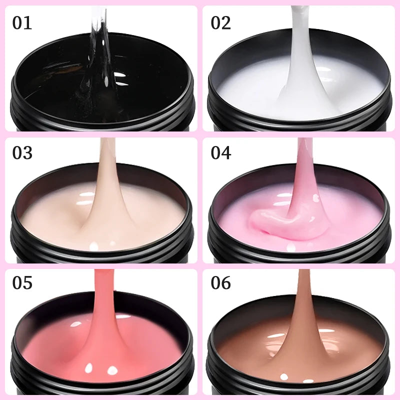 PUENTE 100g Creamy Extension Nail Gel Clear White Nude Pink Color Big Volume Builder Nail Gel Soak Off UV Gel For Nail Extension