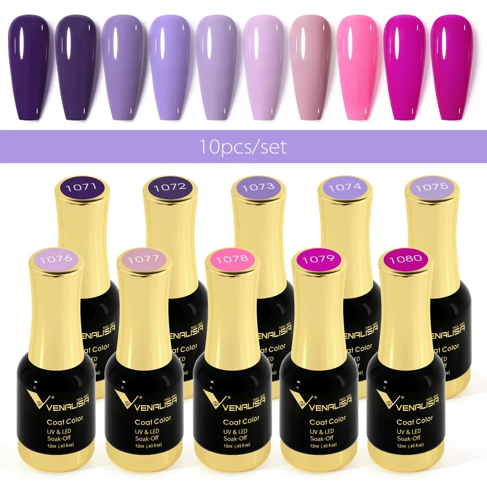 Venalisa Jelly Pink Kit 12ml Gel Nail Polish Full Coverage Platinum Pigment Fall Color Gorgeous Color Soak Off UV LEDGel Varnish