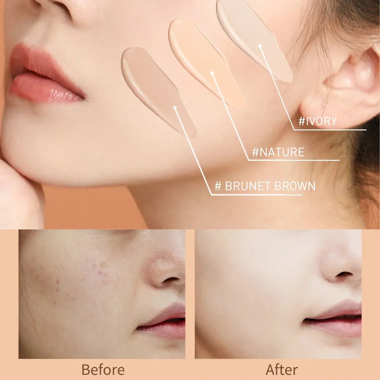 Liquid Foundation Waterproof Makeups High Coverage Concealer Long-lasting Cover Dark Circle Brighten Matte Moisturizing BB Cream