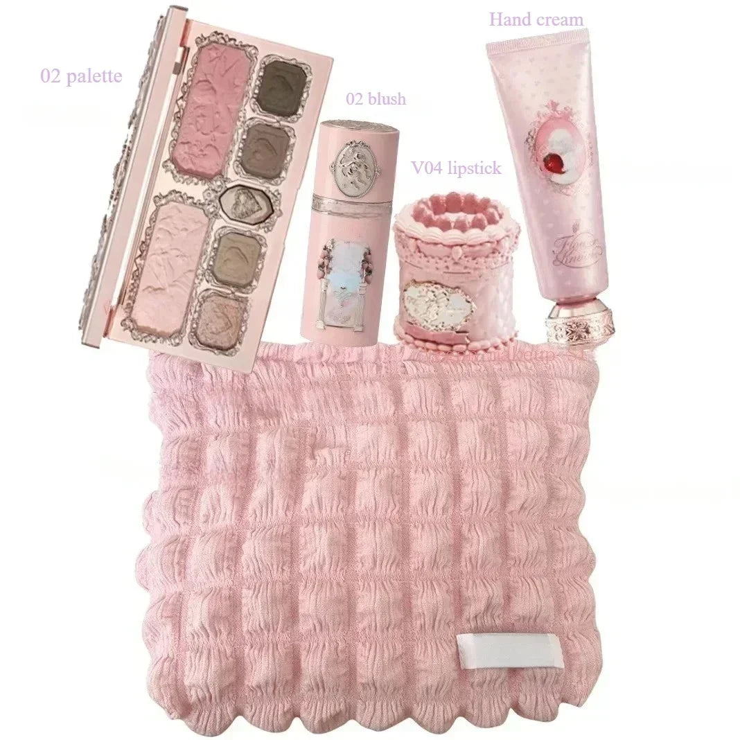 Flower Know Strawberry Cupid Makeup Gif Box Eyeshadow Liquid Cheeks Red Lips Clay Powder 9pcs/ set