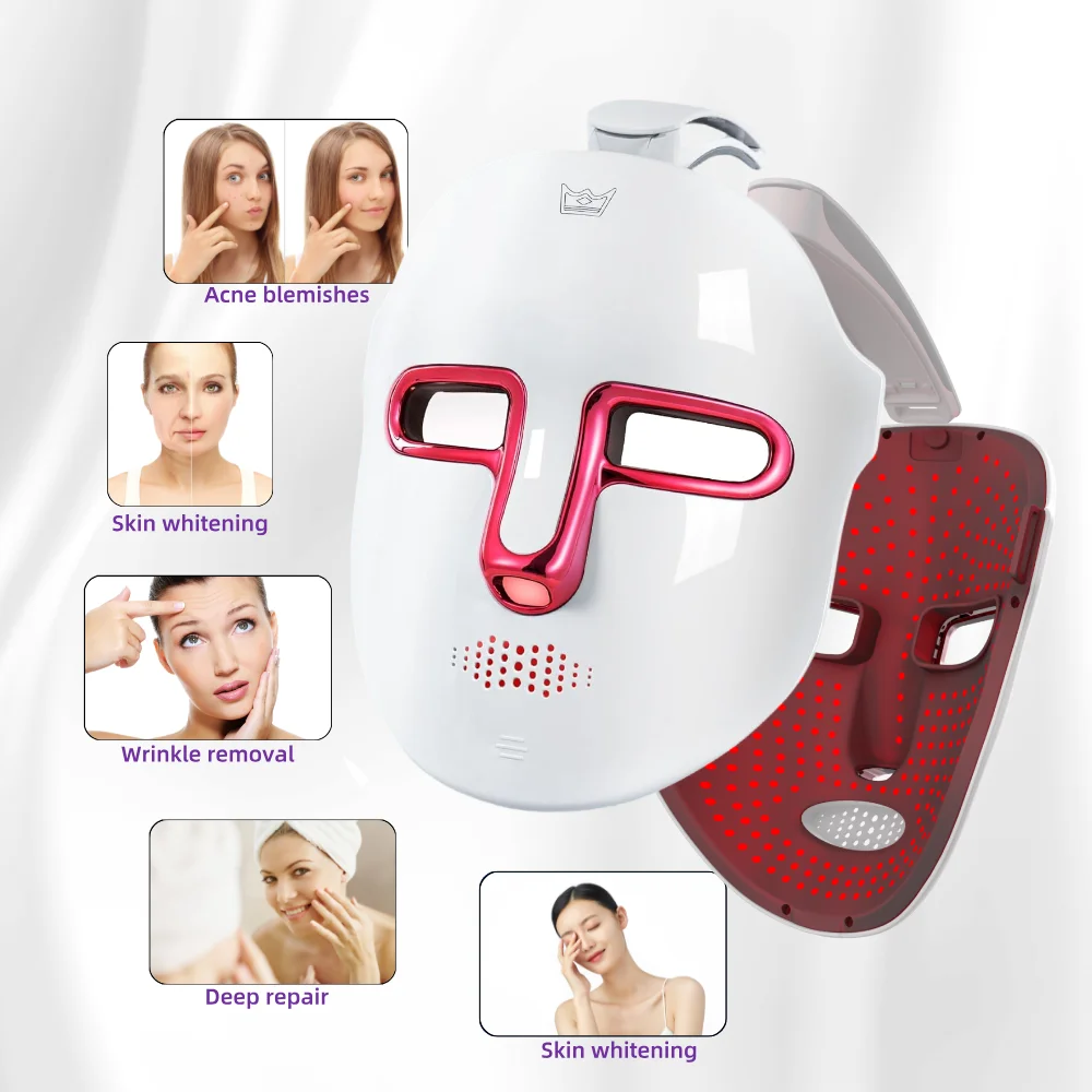 Red Light Therapy Mask 7 Colors LED Face Mask Wireless with USB Rechargeable for Skin Tightening Wrinkle Reduction Beauty Device