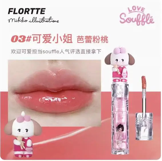 FLORTTE&MIKKO Mirror Lip Glaze Waterproof Translucent Lipstick Korean Makeup Lipgloss Lip Plumper Gloss, Moisturizing Lip Oil