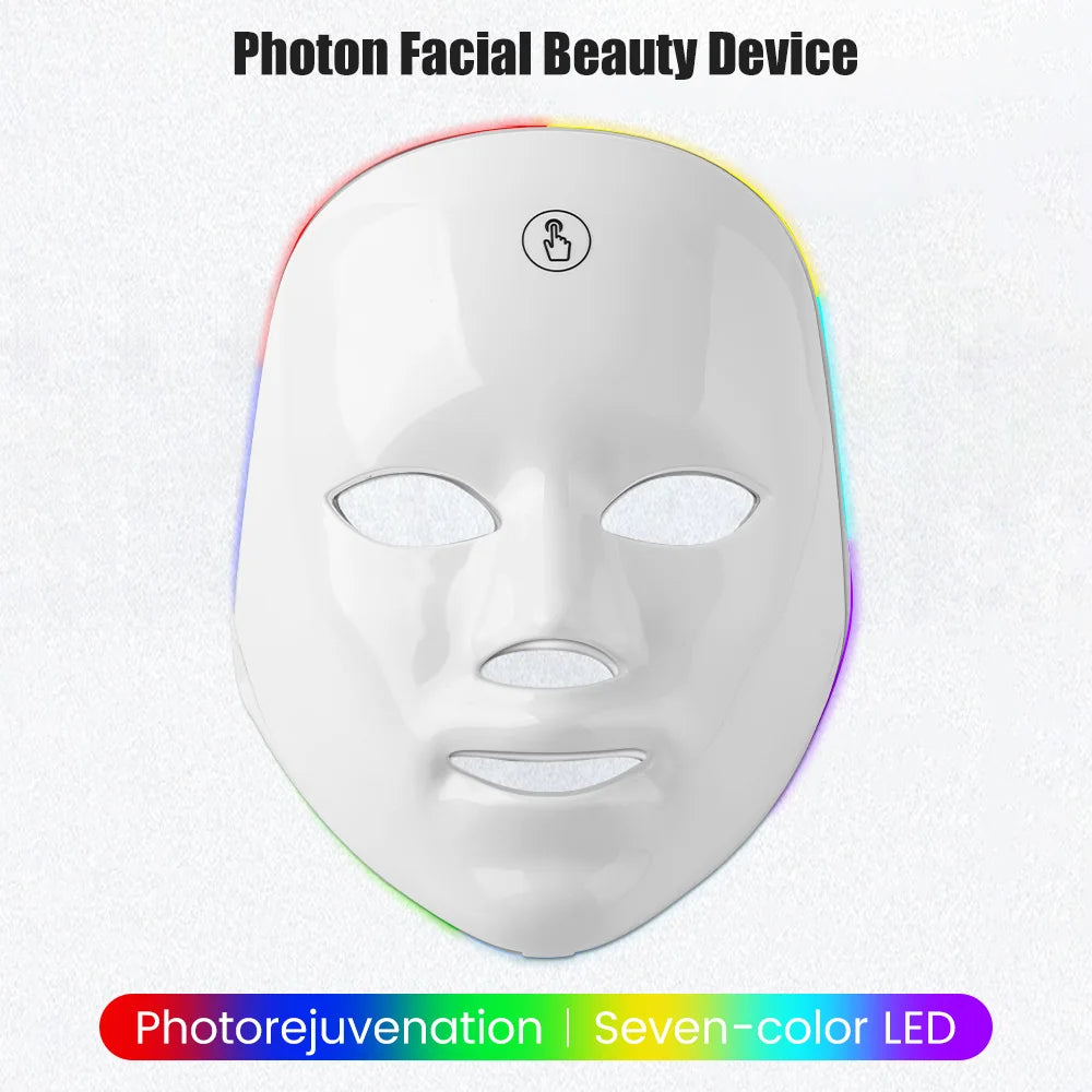 7 Colors Photon Facial LED Mask Red Light Therapy Anti Aging Face Neck Beauty Mask Relaxation Treatment Anti-Wrinkle Skin Care