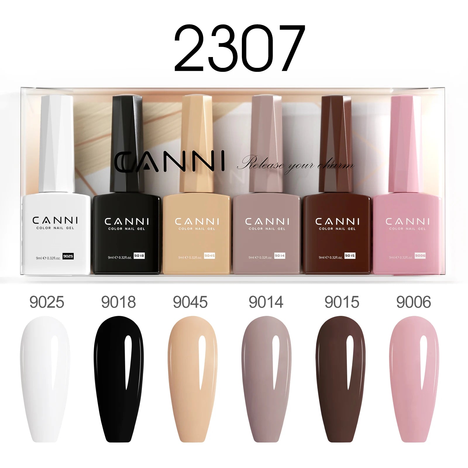 CC7 CANNI Nail Gel Polish VIP Kit 9ml HEMA FREE Soak Off UV LED Gel Nail Semi Permanent Glossy Diamond Top Coat Set 6/30pcs Set