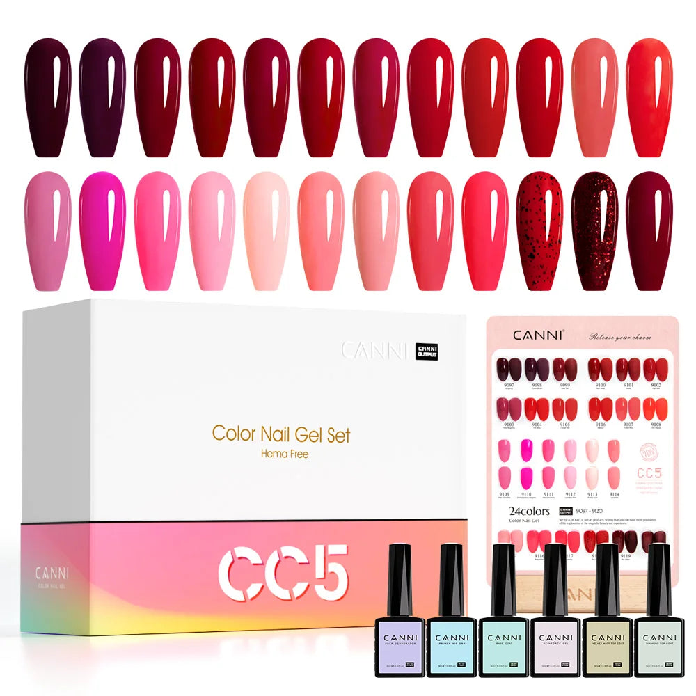 CC7 CANNI Nail Gel Polish VIP Kit 9ml HEMA FREE Soak Off UV LED Gel Nail Semi Permanent Glossy Diamond Top Coat Set 6/30pcs Set