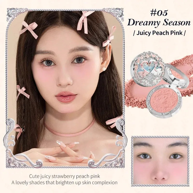 Flower Knows Makeup Set Mermaid Eyeshadow Palette Matte Swan Setting Powder Strawberry Violet Mirror Hair Clip 4Pcs Kit