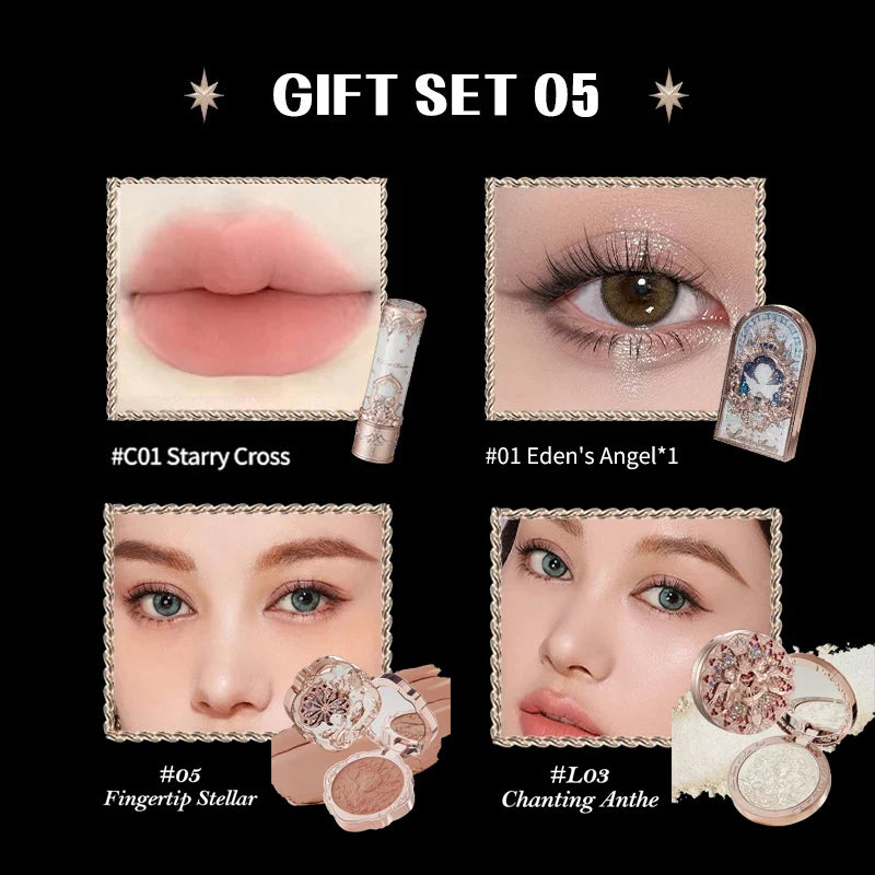 Flower Know Little Angel Collection Makeup Gift Box Eyeshadow Blush Cream Matte Lipstick Highlighter Full Kit All In One