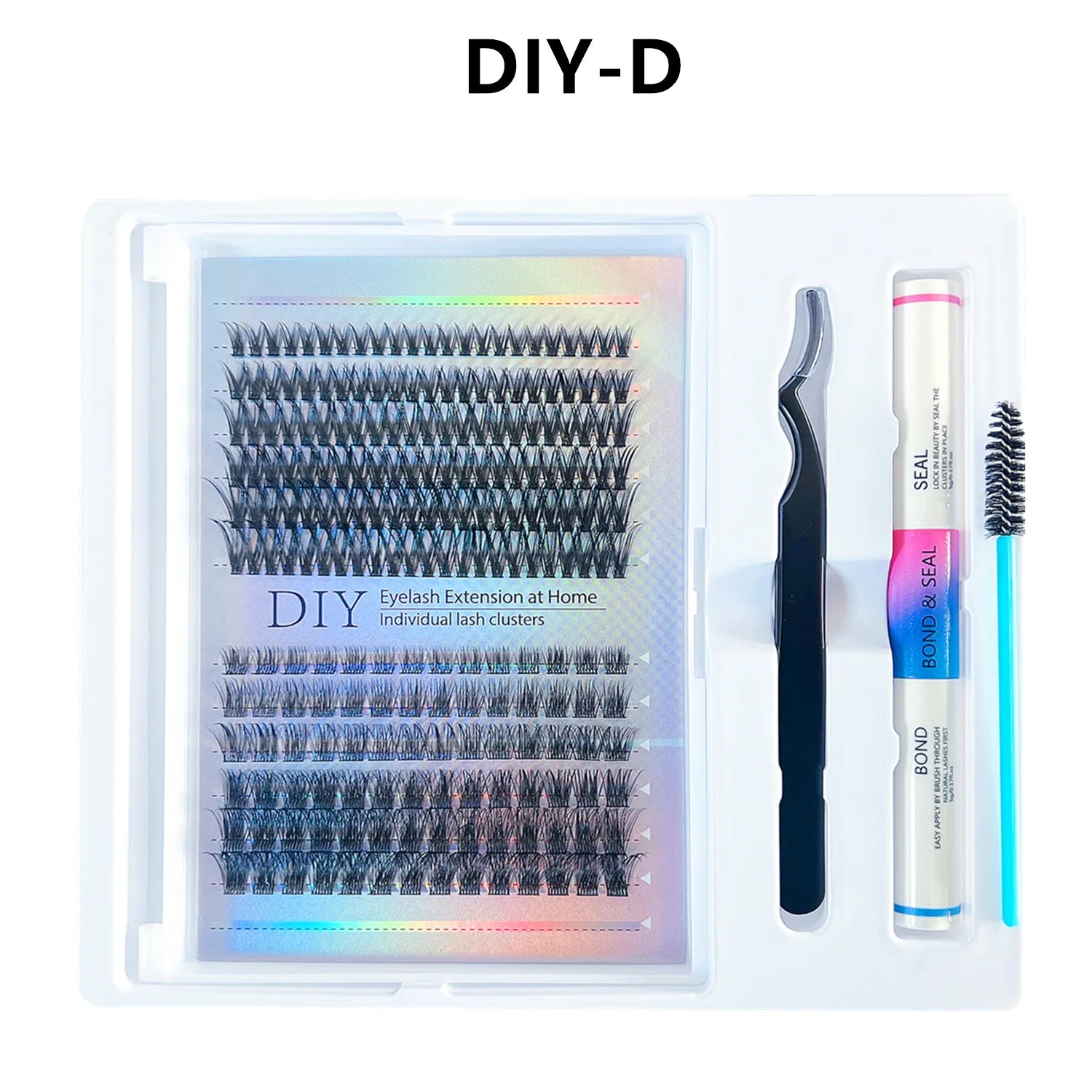 DIY 280 Cluster False Eyelash Extensions Kit Natural Soft Segmented Self grafting Lashes Bond and Seal Glue Brush Makeup Tools