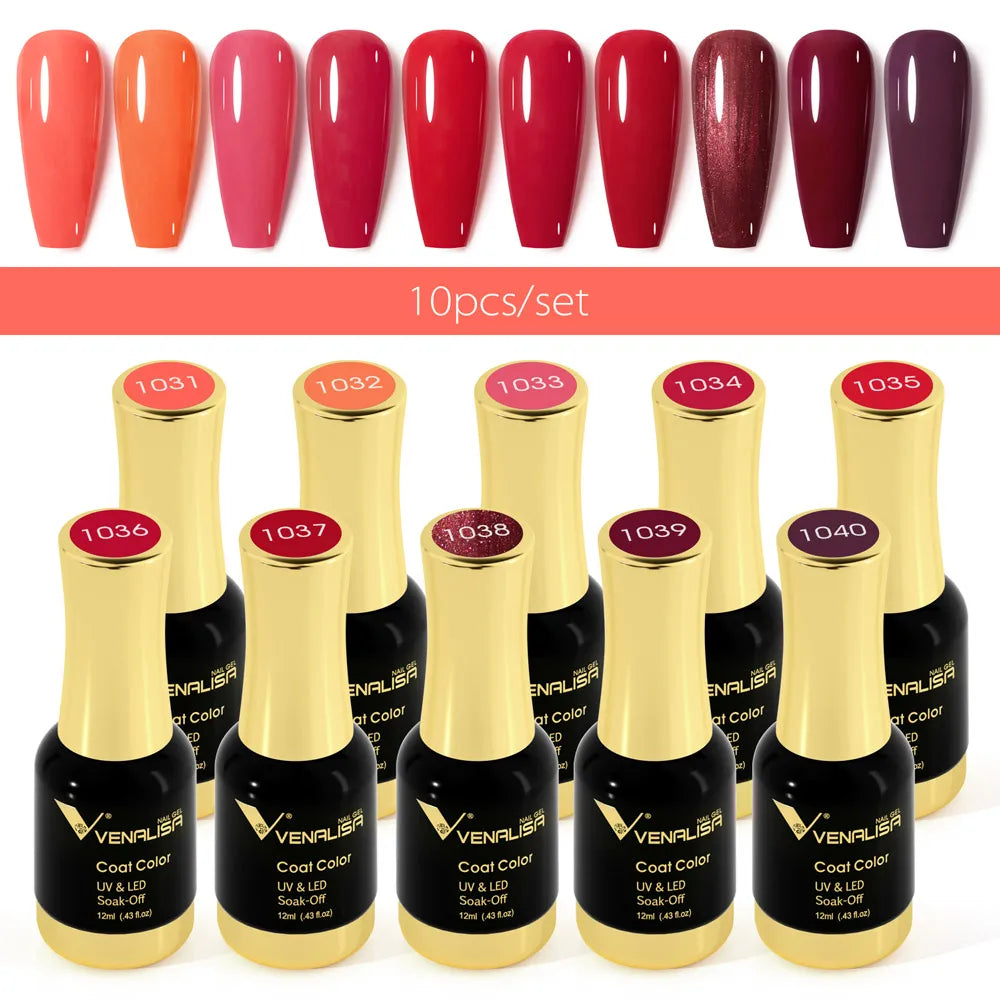 Venalisa Jelly Pink Kit 12ml Gel Nail Polish Full Coverage Platinum Pigment Fall Color Gorgeous Color Soak Off UV LEDGel Varnish