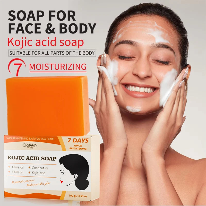 Brightening Bar Kojic Acid Soap Facial Deep Cleaning Even Skin Tone Skin Lightening Soap Oil Control Moisturizing Skin Care 100g