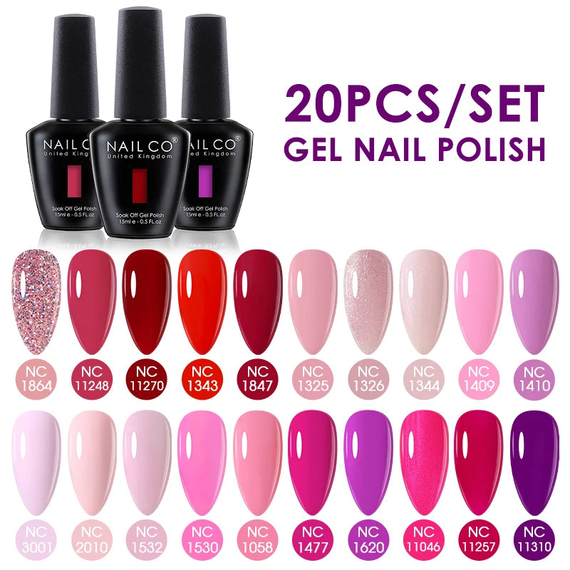 NAILCO 15ml 20/30pcs Gel Nail Polish Set Spring Summer Color UV Gel Nail Art All For Manicure  Gel Paint For DIY Professionals