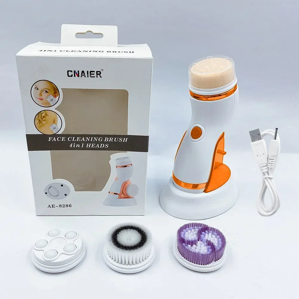 4 in 1 Waterproof Electric Facial Cleanser Cleaning Pore Blackhead Beauty Instrument Face Massager Facial Beauty Cleansing Brush