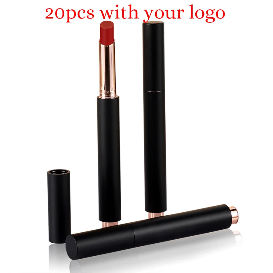 10color Private Label Solid Lipstick Custom Logo Black Tube Matte Moisturizing Press Pen Bulk Pigment Makeup Vegan Black Package