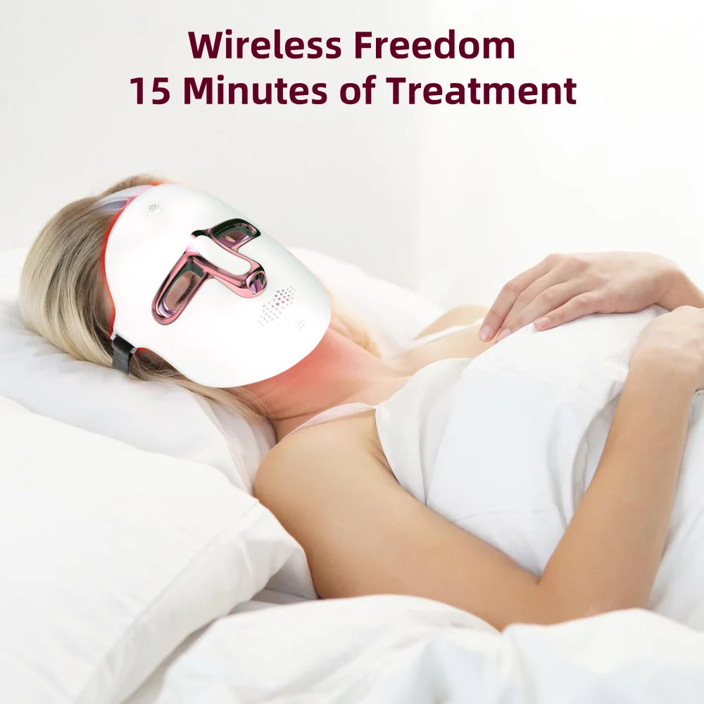 7 Colors LED Face Mask Wireless Red Light Therapy for Skin Tightening Face Care USB Rechargeable Photon Beauty Instrument