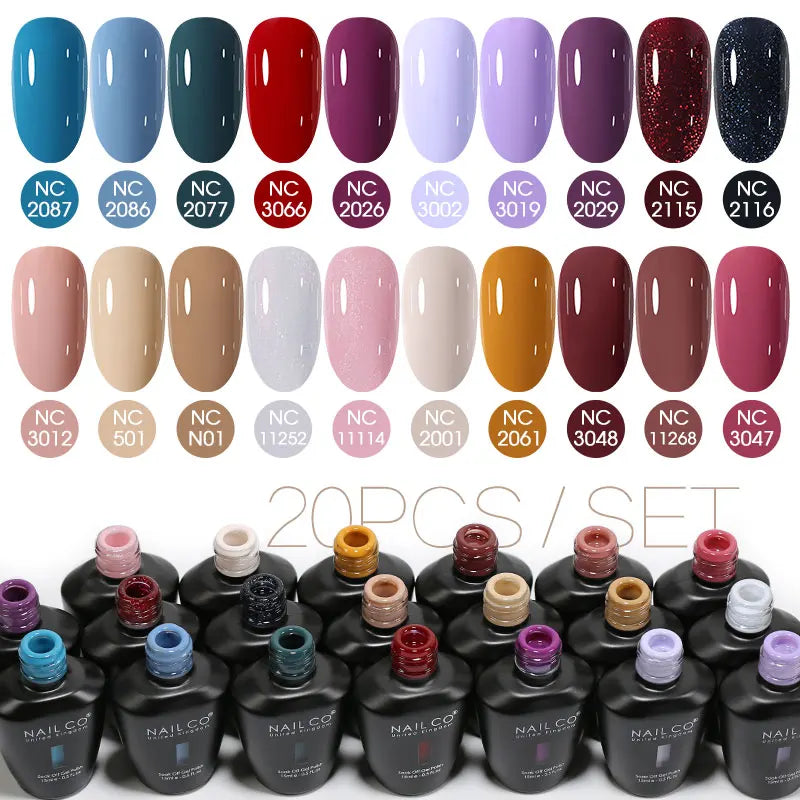 NAILCO 20/30Pcs Fluorescent Color Gel Nail Polish Set Semi Permanent UV LED Varnish Nail Art Design Soak Off Nail Gel Set 15ml