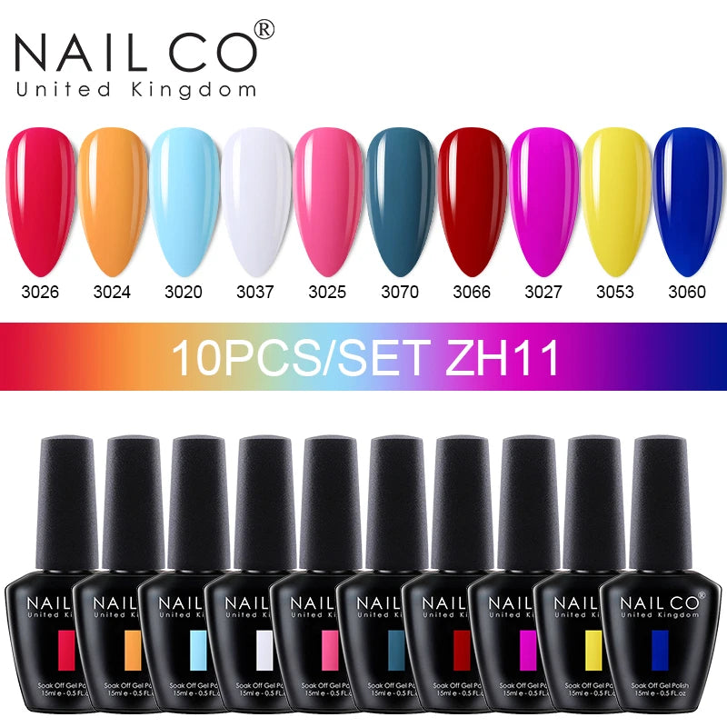 NAILCO 10PCS Set Jelly Color Macarone Gel Polish Set Gel Nail Art All For Manicure Semi-Permanent Varnish Hybrid Design Gel Kit