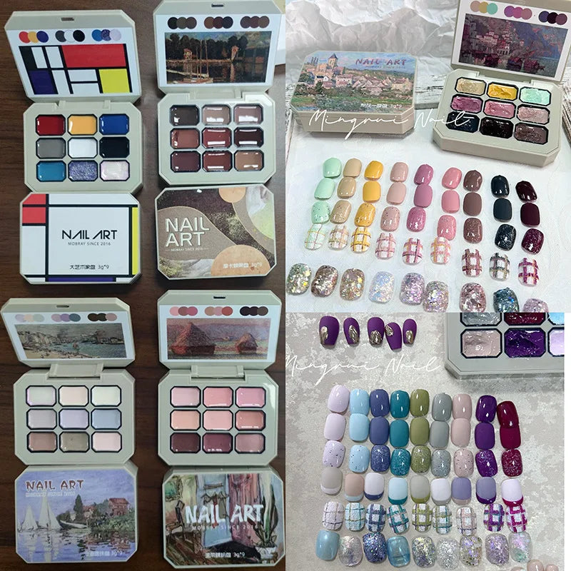 Korean Solid Nail Gel Palette Mud Painting Shinng Glitter Sequin For Nail Art Design Semi Permanent Soak Off UV Gel Varnish