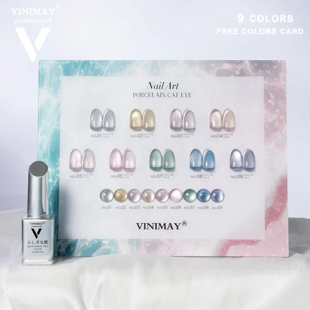 VINIMAY High Quality Porcelain Magnetic Gel Nail Set With Color Card Luxury Cat's Eye Gel Soak Off UV LED Nail Varnish UV Gel
