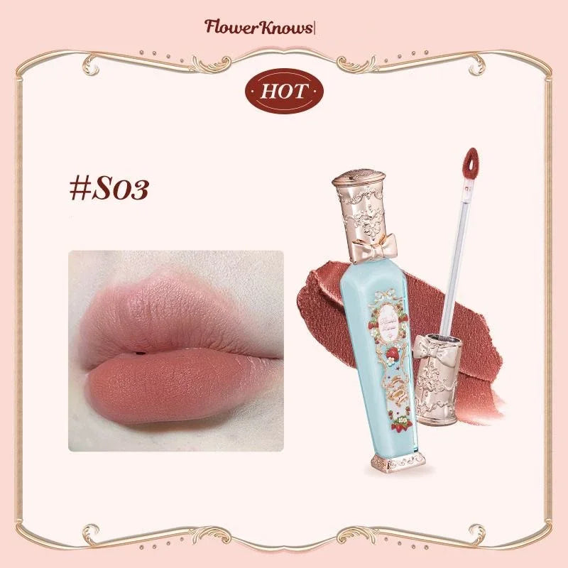 Flower Know Strawberry Rococo Cloud Liquid Lipstick Cream Lip Glaze Matte Milk Tea korean Makeup Long Lasting Lipgloss