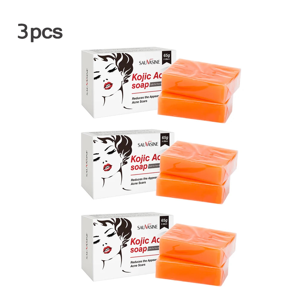 Kojic Acid Brightening Soap Facial Deep Cleansing Soap Exfoliating Even Skin Tone Oil Control Moisturizing Skin Care 65g x2