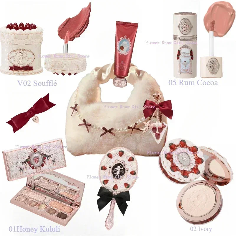 Flower Know Strawberry Cupid Makeup Gif Box Eyeshadow Liquid Cheeks Red Lips Clay Powder 9pcs/ set