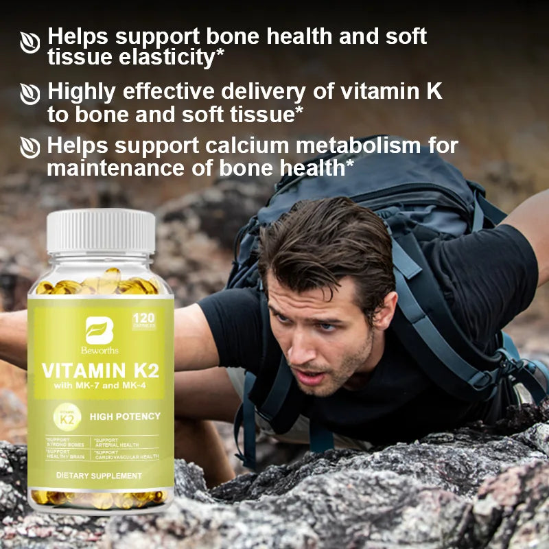 BEWORTHS Vitamin K2 Capsules Support Healthy Bones & Arteries Healthy