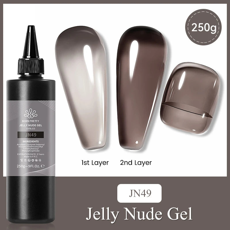 BORN PRETT 250g 10 IN 1 Nail Glue Gel Polish Transparent Color Gel Semi Permanent Soak Off UV Gel Function Gel Base Gel Nail Art