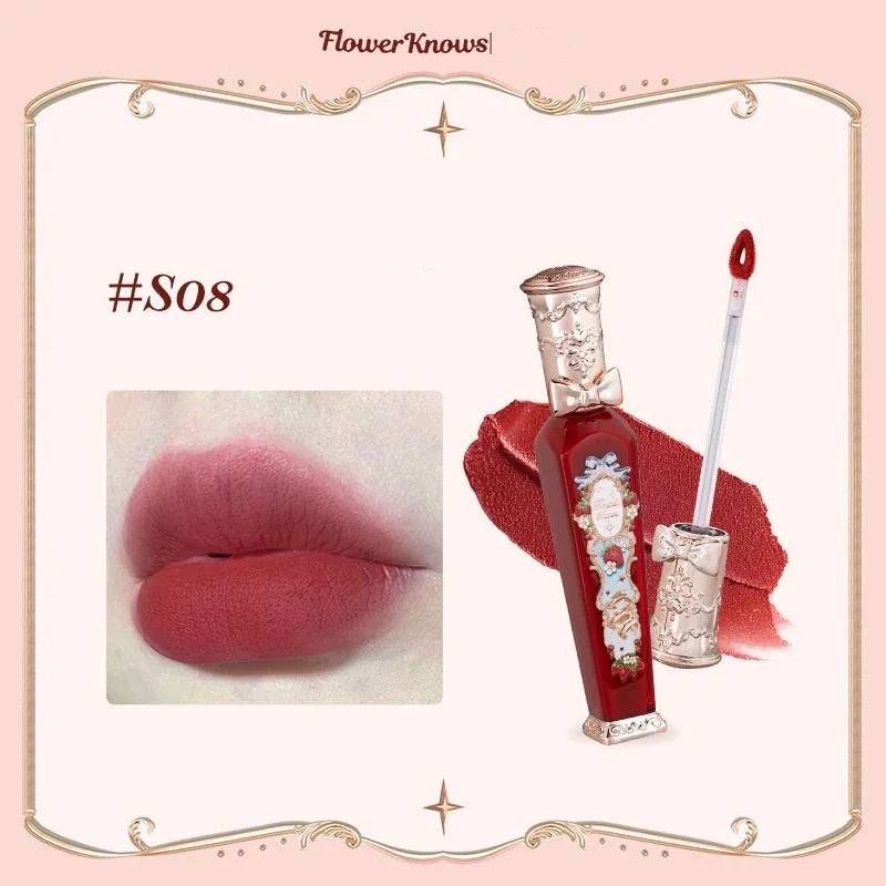 Flower Know Strawberry Rococo Cloud Liquid Lipstick Cream Lip Glaze Matte Milk Tea korean Makeup Long Lasting Lipgloss