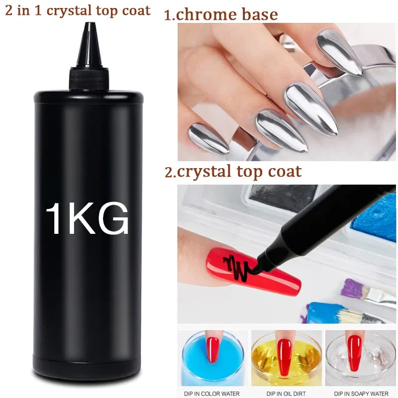 BOZLIN 1KG Super Shinny Top Coat UV Base Gel Polish Matte Top Coat Reinforce Gel Long Lasting Shinning Soak Off Nail Art Varnish