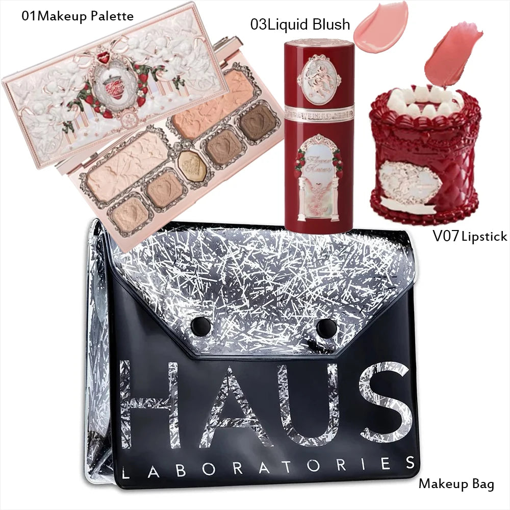 Makeup Flower Knows Set Swan Ballet Series Six Color Eyeshadow Palette Embossed Blusher Shine Lipstick Kit With Bag All In