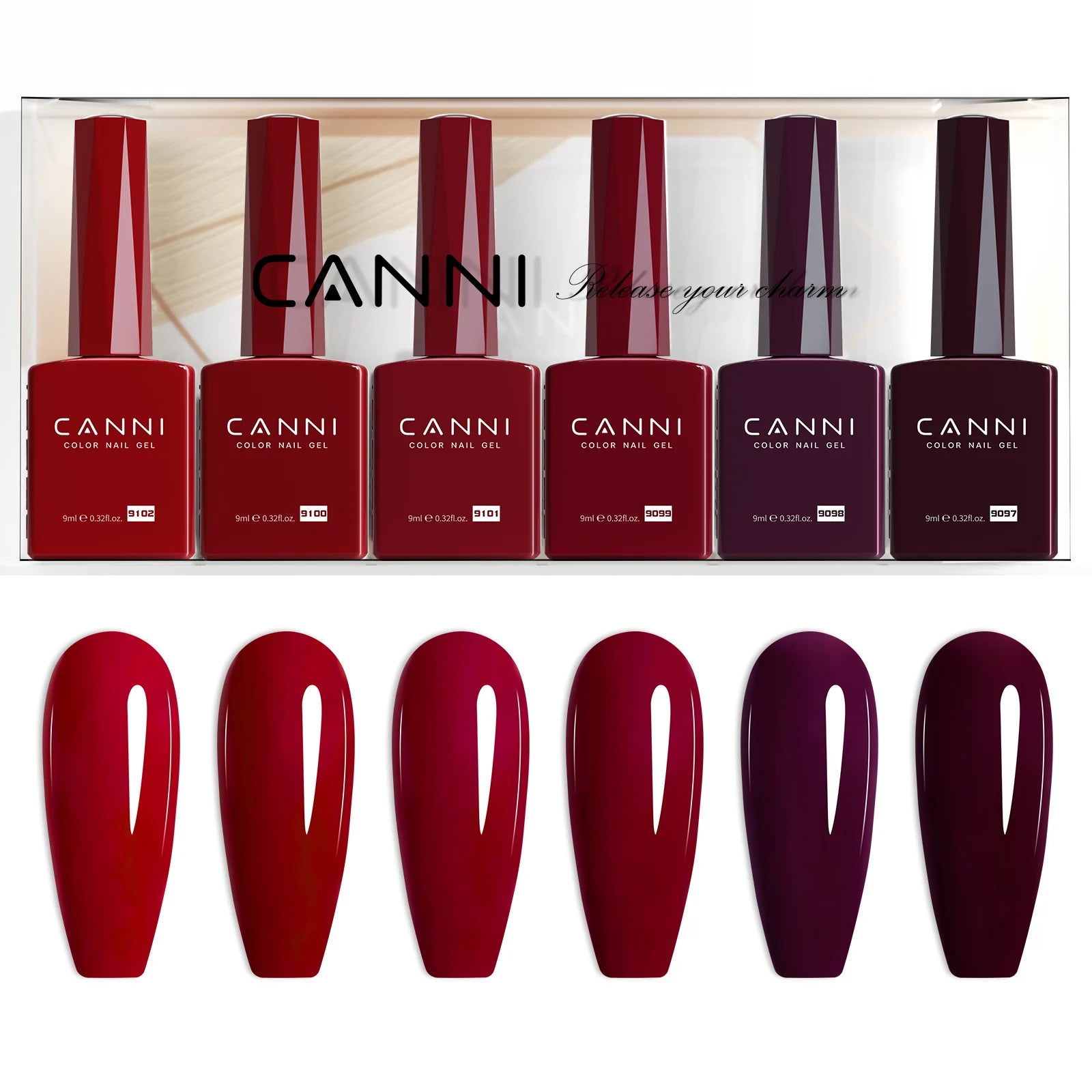 CANNI HEMA FREE 9ml Nail Gel Polish Kit Great Coverage Color Gel Set Nail Manicure Soak Off UV LED Christmas Red Gift Gel Nail