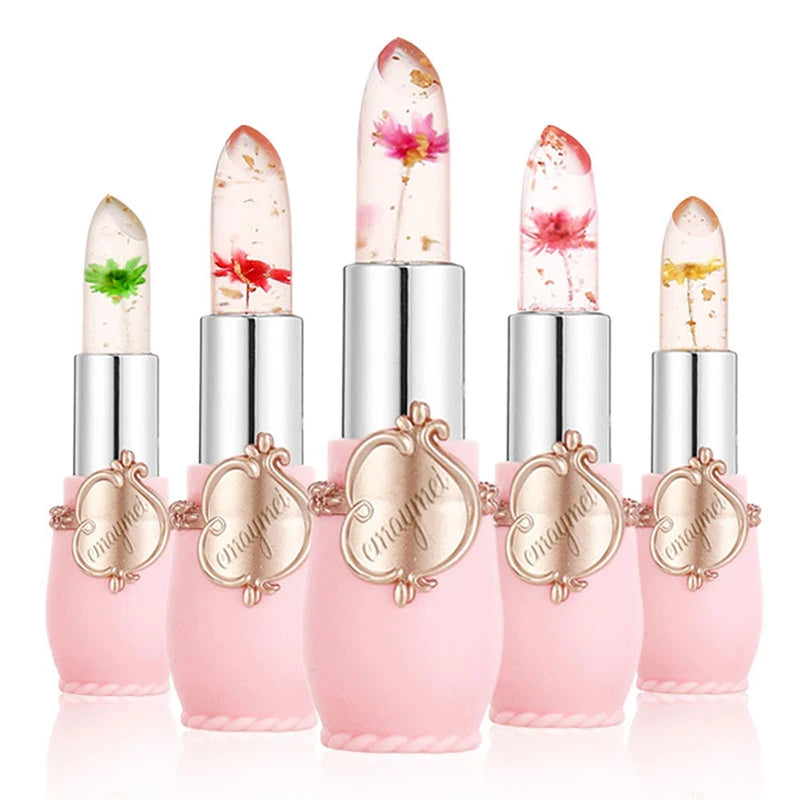 QCUG Crystal Flower Jelly Lipstick, Long Lasting Nutritious Lip Balm Lips Moisturizer Temperature Color Change Lip Gloss