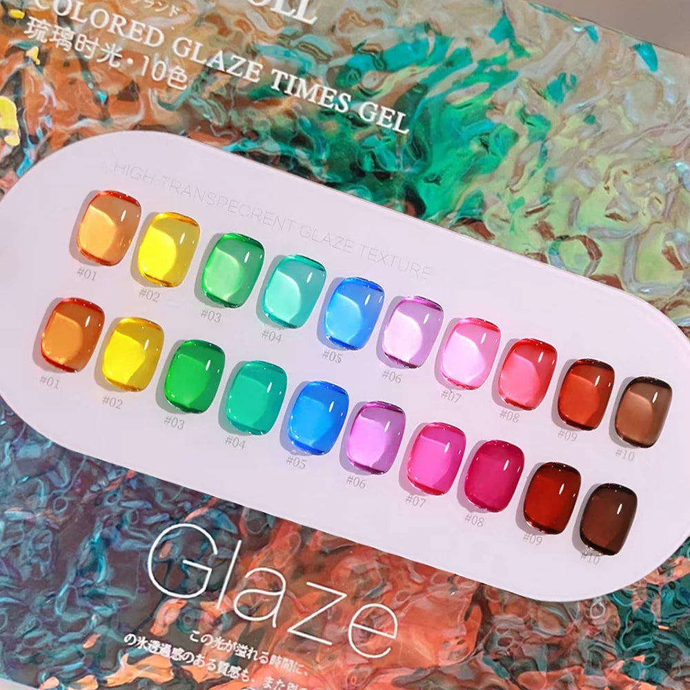 Translucent Glaze Gel Nail Pudding Jelly Soak Off Led Uv Gel Polish Set Summer Ice Through Gel Varnish For Manicure Nail Art