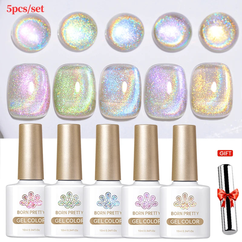 BORN PRETTY 6PCS Gel Polish Set 9D Polaris Cat Magnetic Soak Off UV LED Polish DIY Nail Art Manicure Varnish Base Top Coat